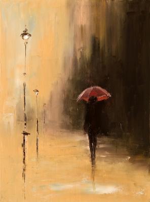 Canvas Vrouw onder een paraplu