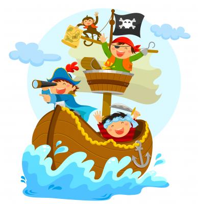 Fotobehang Lachende piraten op het schip