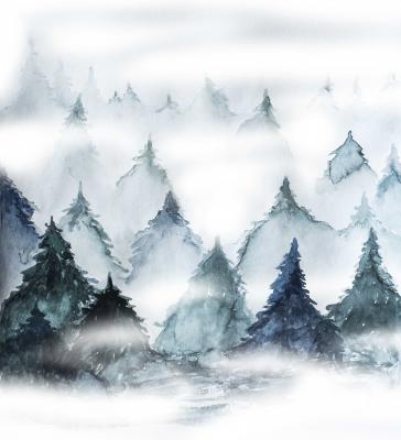 Canvas Hand drawn stylized grunge forest