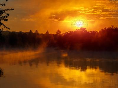 Fotobehang Sonnenuntergang am kleinen See