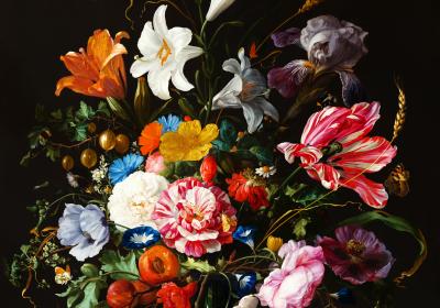 Fotobehang Compositie van bloemen met een tulp