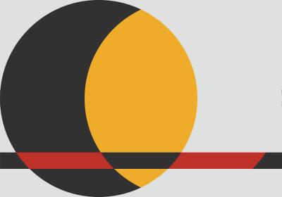 Fotobehang Zwart-gele cirkel met rode elementen