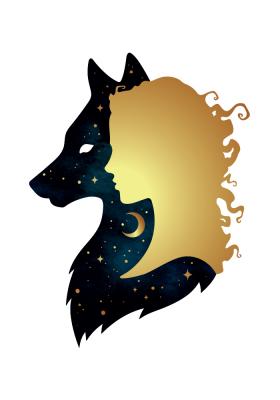 Poster Meisje met een wolf