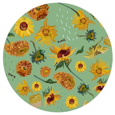 Sticker Zonnebloemen van Van Gogh in cirkelvormig patroon