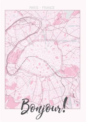 Poster Stadsplan van Parijs