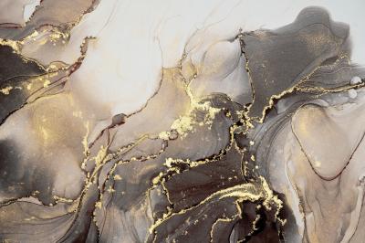 Poster Marmerachtige abstractie met goud