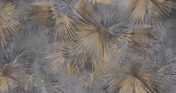 Fotobehang Palmbladeren op een grijze betonnen achtergrond