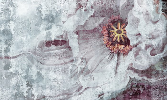 Fotobehang Een grote bloem op een gestructureerde achtergrond