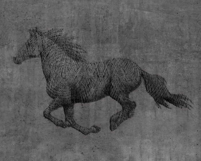 Fotobehang Galopperend paard op een gestructureerde achtergrond