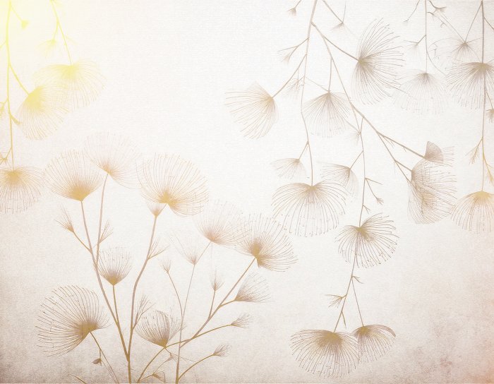 Fotobehang Wilde bloemen op een beige achtergrond