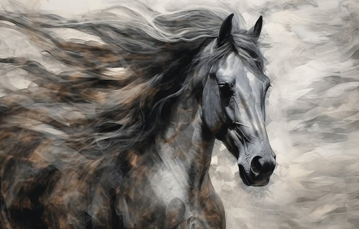 Fotobehang Portret van een paard in moderne abstractie