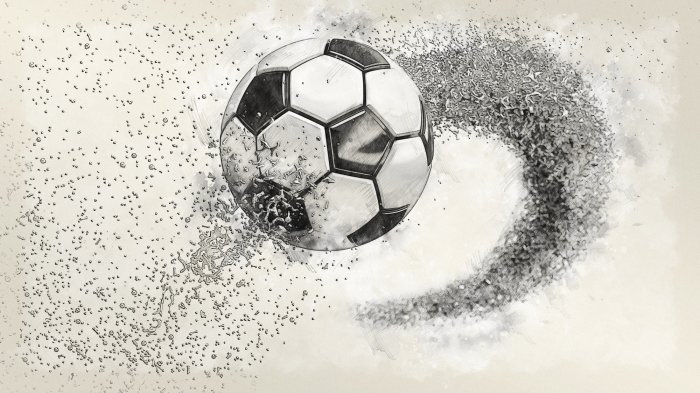 Fotobehang 3D-voetbal op een aquarelachtergrond
