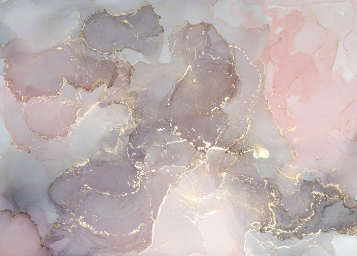 Fotobehang Marmertextuur met goud in aquarelstijl