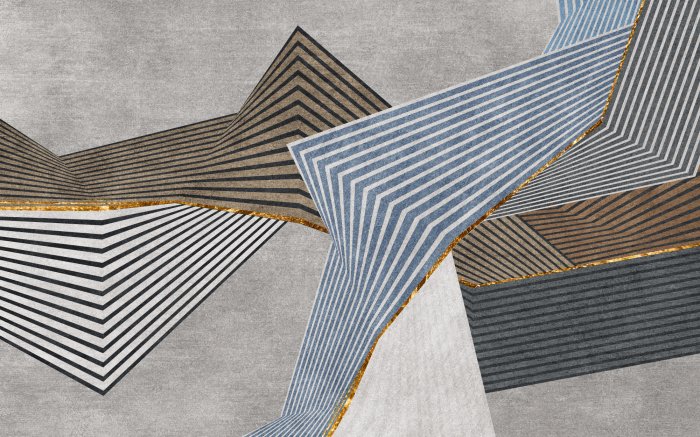 Fotobehang Geometrische abstracte vormen met gouden lijnen