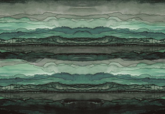 Fotobehang Abstracte gespleten golven in aquarelstijl