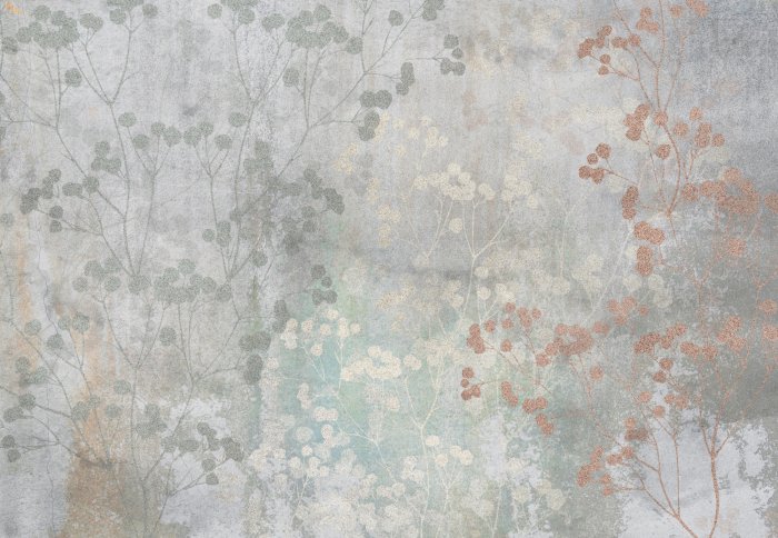 Fotobehang Takjes met bladeren op grijs beton