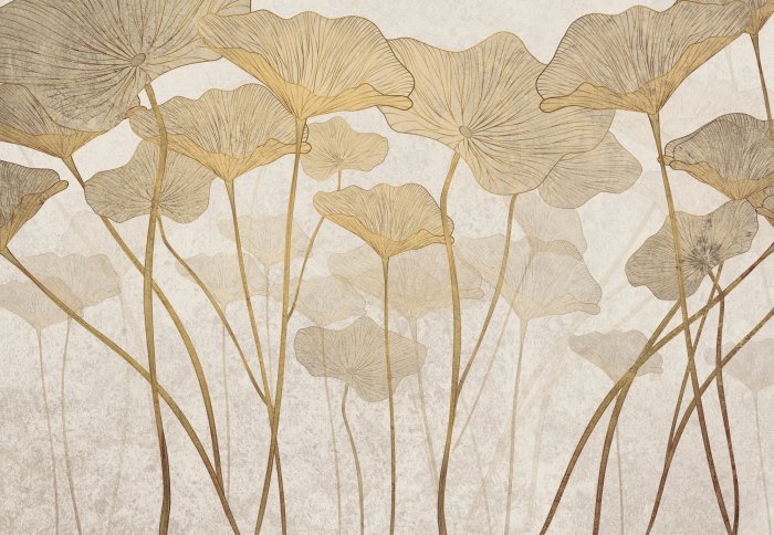 Fotobehang Grote boho-bladeren op een gestructureerde achtergrond