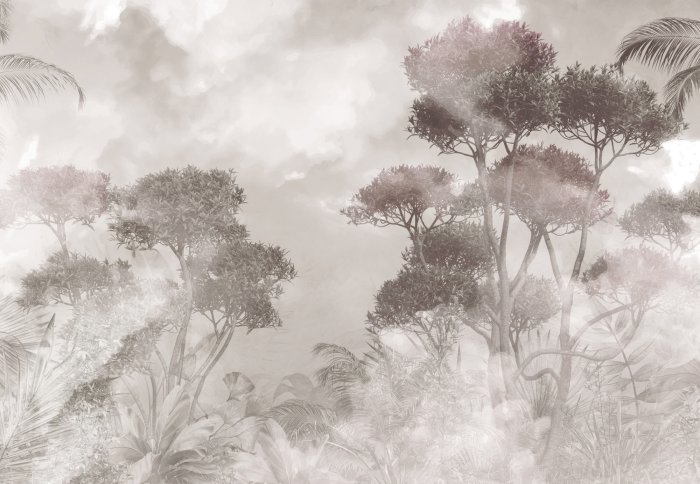 Fotobehang Tropisch bos in de mist