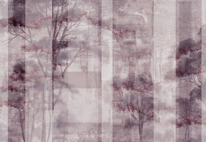 Fotobehang Abstracte compositie met een boslandschap