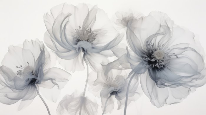 Fotobehang Delicate grijsblauwe bloemen