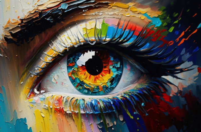 Canvas Abstract kleurrijk vrouwenoog