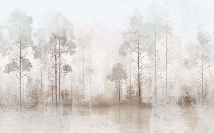 Fotobehang Beige boslandschap op een kartonnen achtergrond