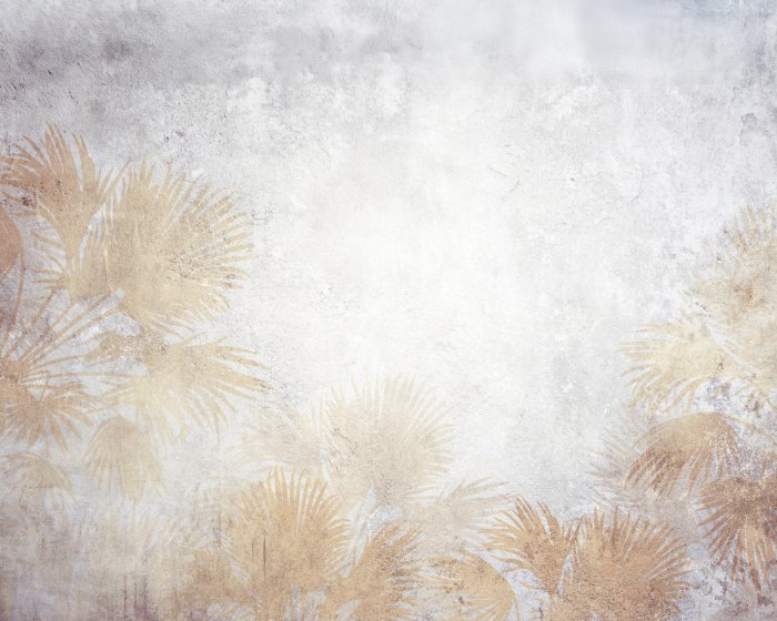 Fotobehang Exotische vegetatie op grijs beton