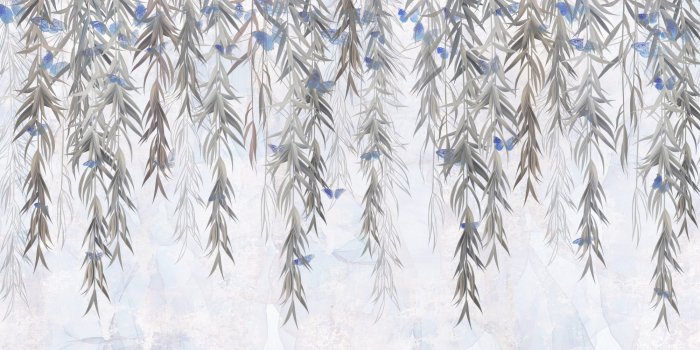 Fotobehang Hangende plantenranken op een betonnen achtergrond