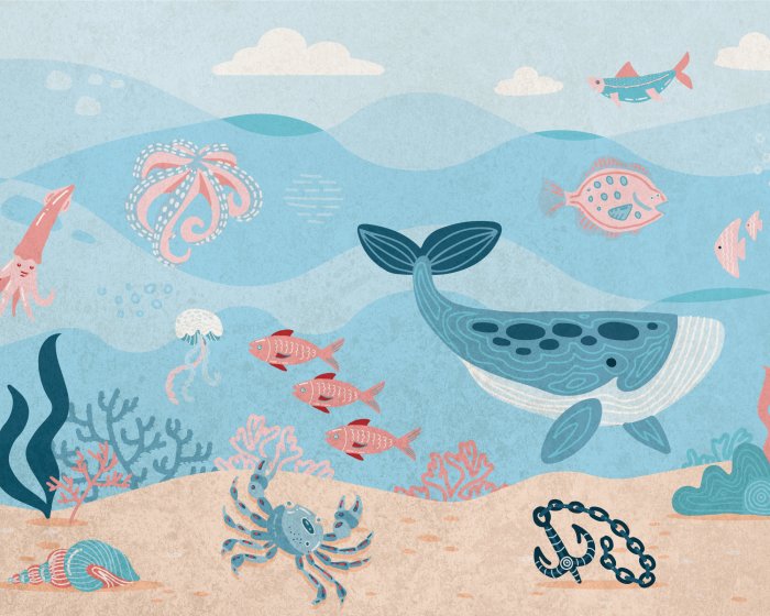 Fotobehang Dieren in de onderwaterwereld patroon voor kinderen