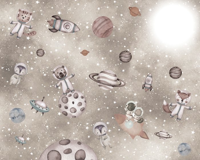 Fotobehang Dieren, ruimteschepen en planeten