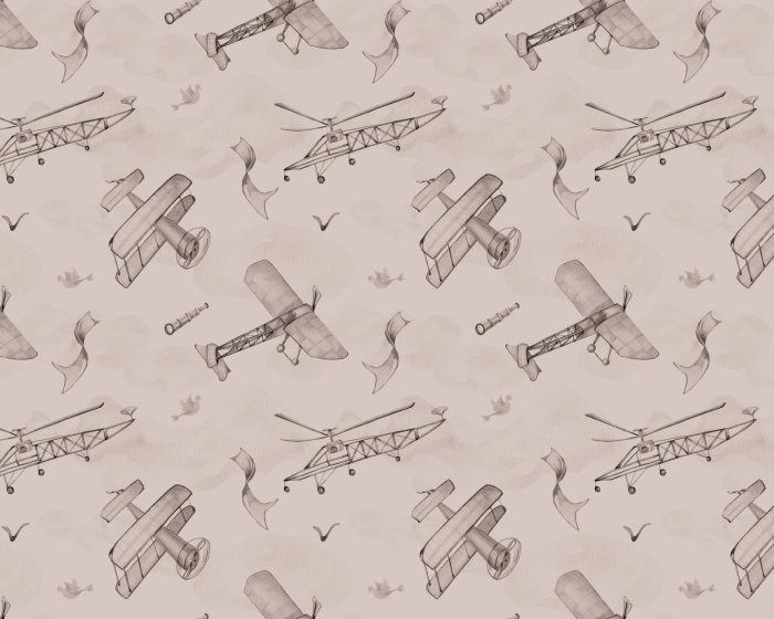 Fotobehang Vliegtuigen tussen de wolken in de lucht - kinderpatroon