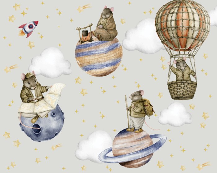 Fotobehang Dieren en planeten in de ruimte tegen de achtergrond van sterren