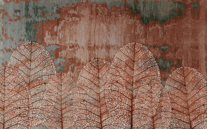 Fotobehang 3D-bladeren op een gestructureerde achtergrond