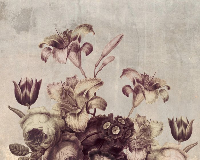 Fotobehang Vintage bloemen op een gestructureerde achtergrond