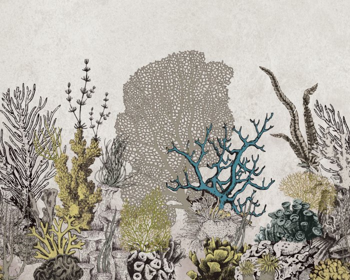 Fotobehang Koraalzeepatroon op een gestructureerde achtergrond