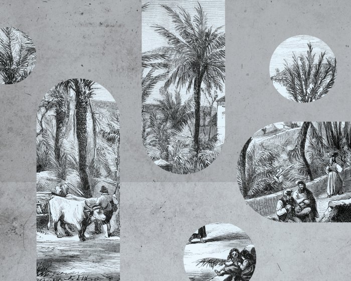 Fotobehang Zwart-wit landschap in geometrische vormen