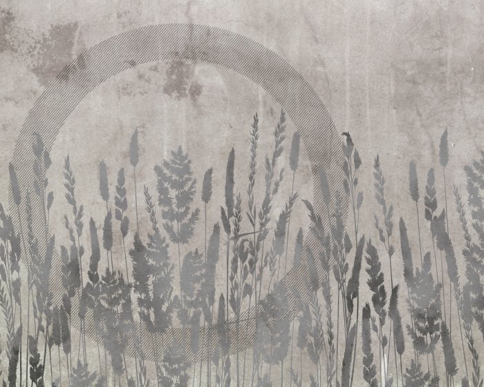 Fotobehang Wilde bloemen met een betonnen achtergrond in een moderne stijl