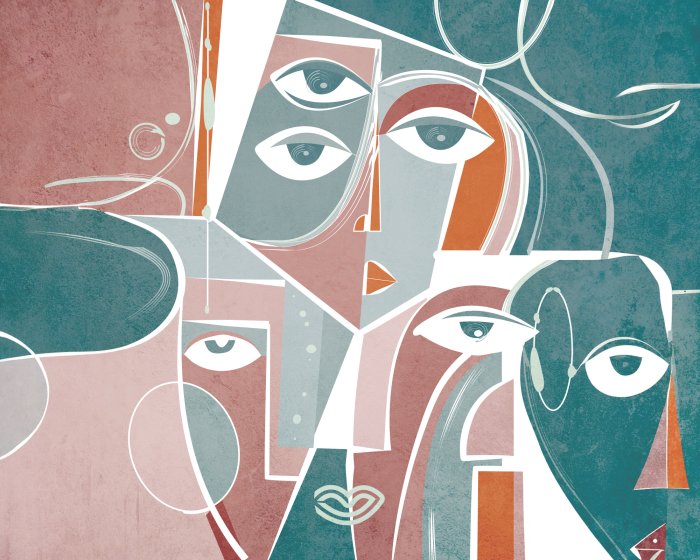 Fotobehang Abstracte gezichten met geometrische vormen