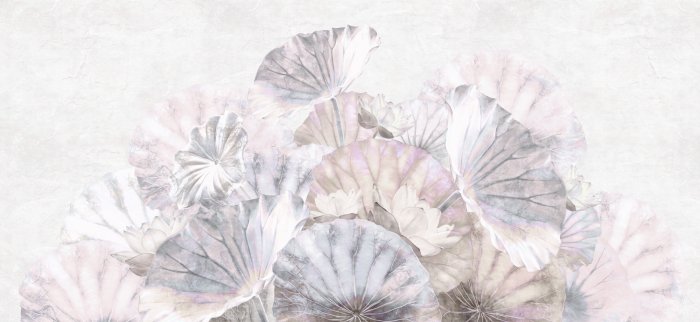 Fotobehang Lotusbloemen en bladeren op een gestructureerde achtergrond