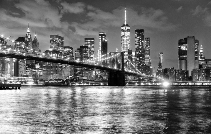 Fotobehang Brooklyn Bridge in zwart-wit