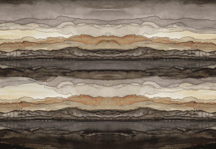 Fotobehang Abstracte aquarelgolven in bruine tinten