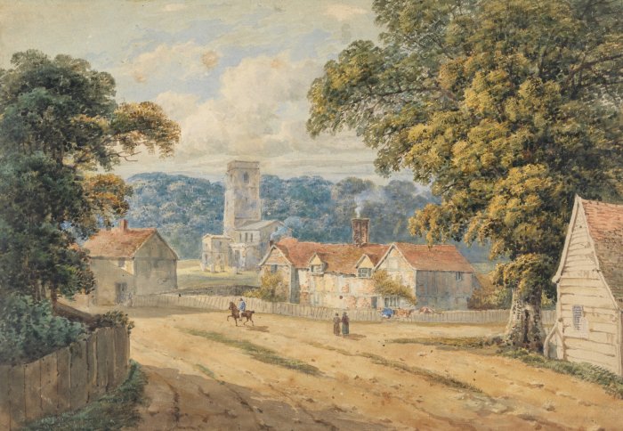 Fotobehang Het idyllische landschap van een landelijke nederzetting