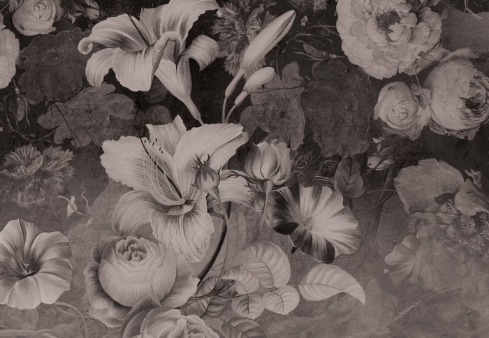 Fotobehang Vintage bloemen op een donkere achtergrond