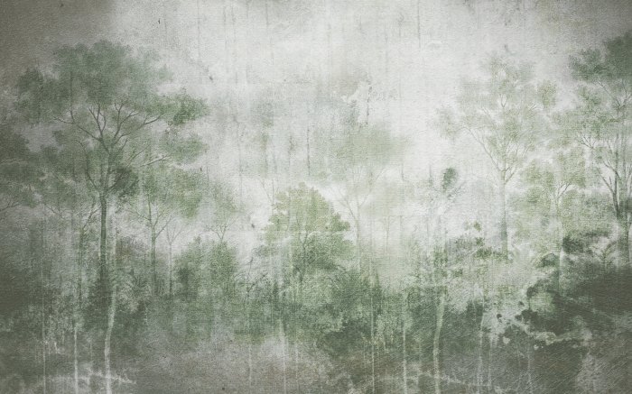 Fotobehang Boslandschap in groene kleuren