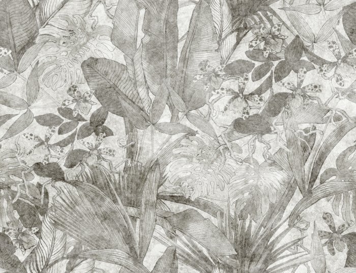 Fotobehang Een vintage tropisch bladarrangement