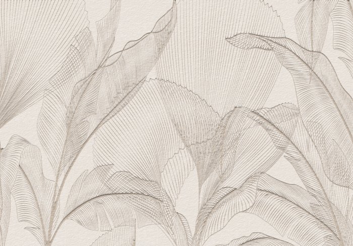 Fotobehang 3D-bladeren op een beige achtergrond