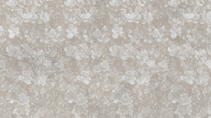 Fotobehang Witte planten op een beige achtergrond, minimalistisch patroon