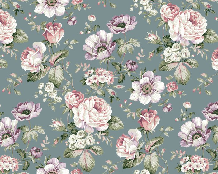 Fotobehang Pastelkleurige bloemen op een effen achtergrond