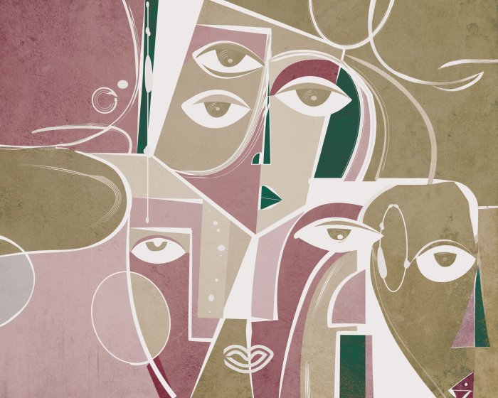 Fotobehang Abstracte gezichten in geometrische stijl