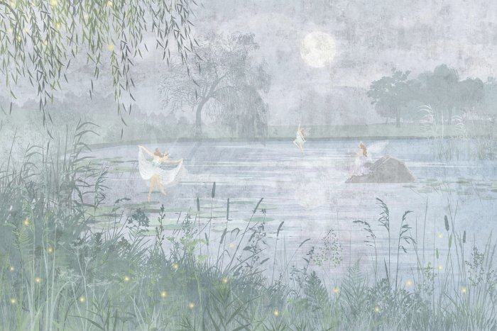 Fotobehang Ballerina&#39;s dansen op het meer